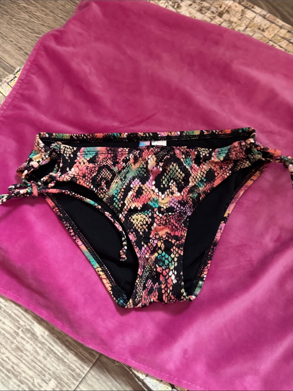Printed Snake-Print Bikini Bottoms in Multicolor